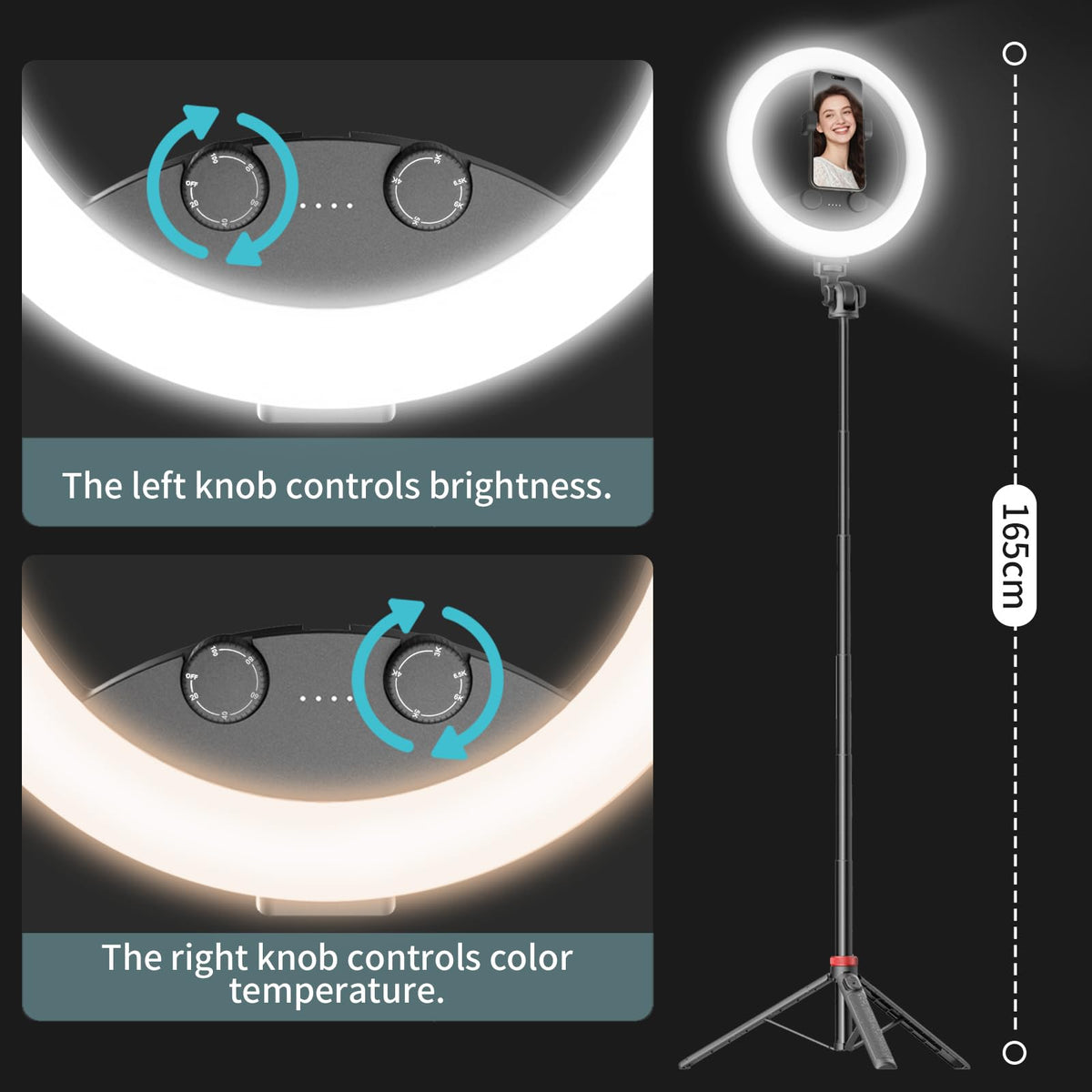 10 Selfie Ring Light with 64 Tripod Stand Rechargeable Ring - YUNJITONN Official Imagery - 6