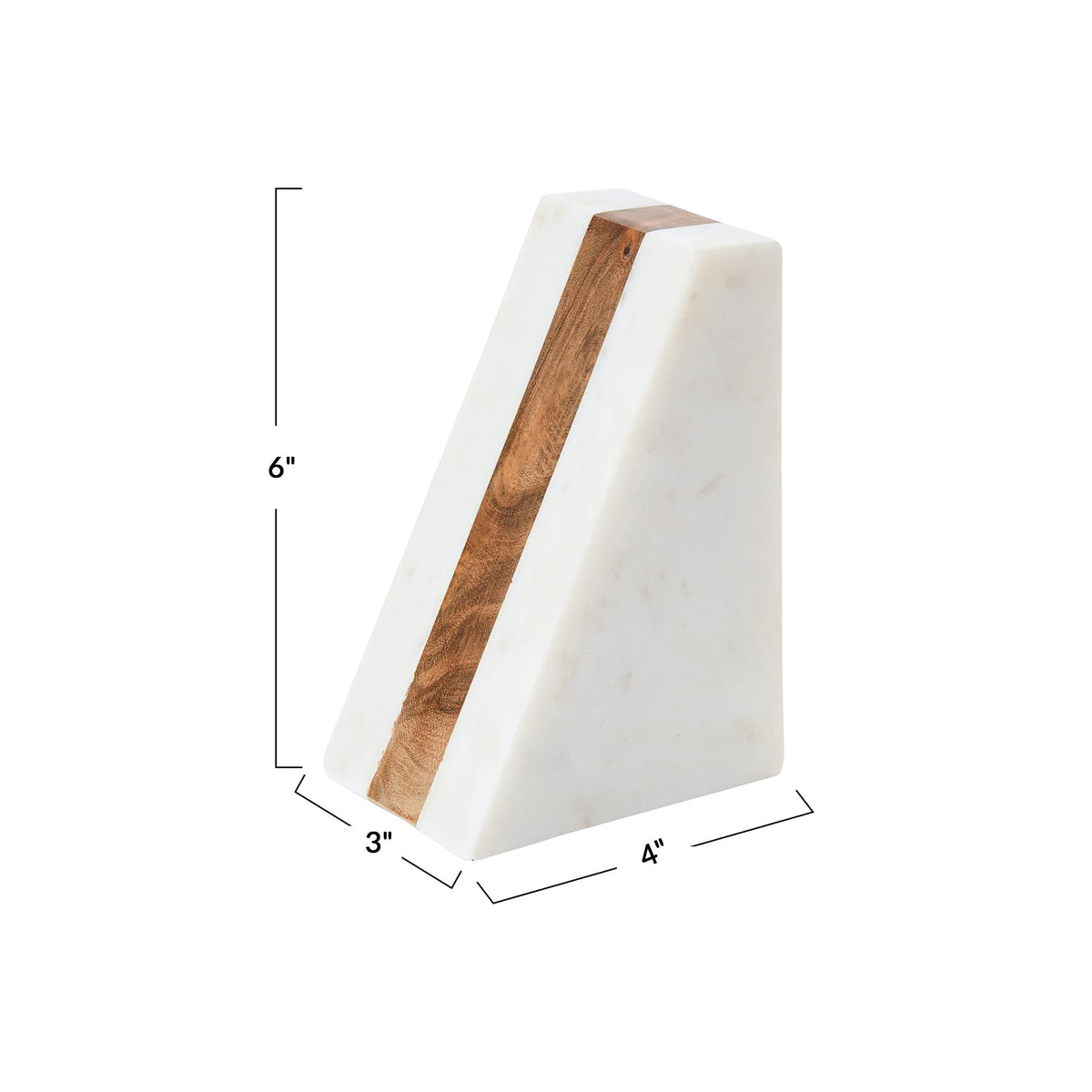 Main Mesa Marble Geometric Bookends with Wood Inlay White - Main + Mesa Official Imagery - 4