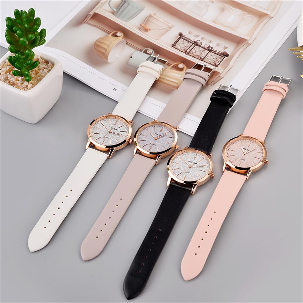 Women Wholesale 6 Pack Leather Band Watches Frosted Engraved - CdyBox Official Imagery - 3