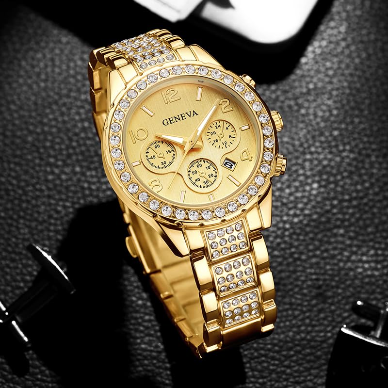 MASTOP Unisex Luxury Crystal Diamond Watches Silver Gold Fashion - Product Imagery