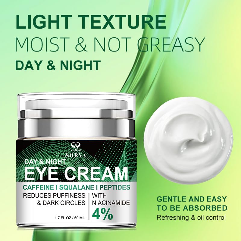 SORYA Caffeine Eye Cream for Dark Circles & Puffiness - Product Imagery