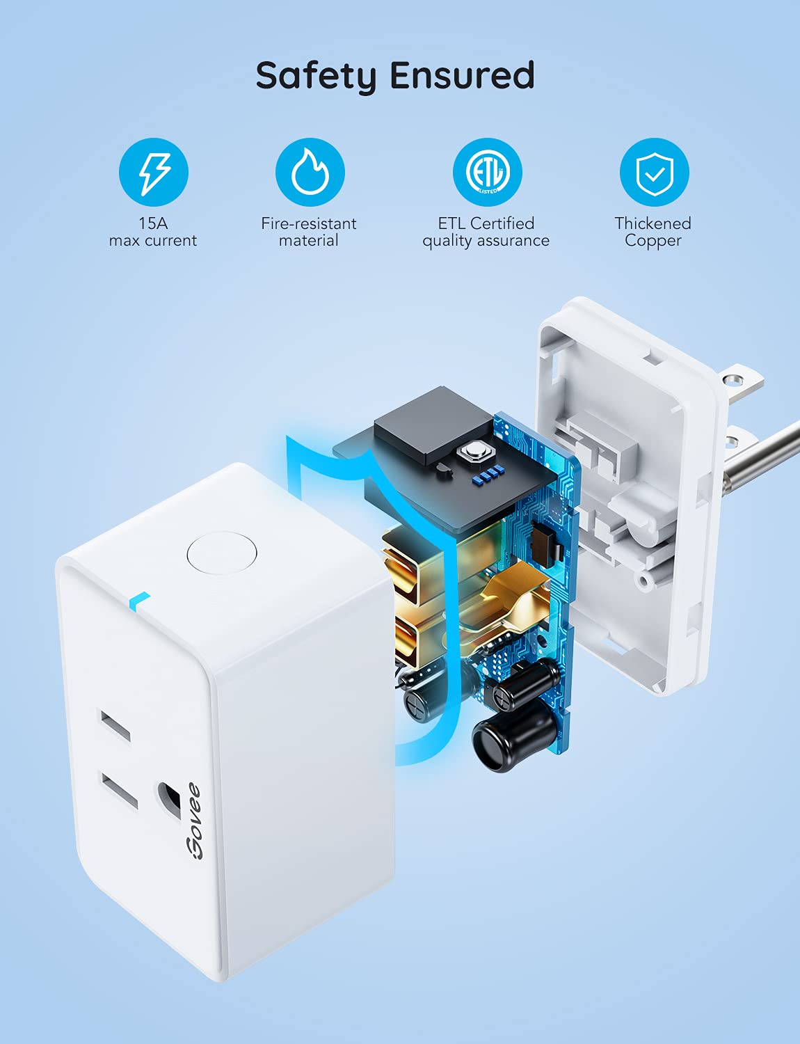 Govee Smart Plug 15A WiFi Bluetooth Outlet 4 Pack Remote - Premium Selection Official Imagery - 3