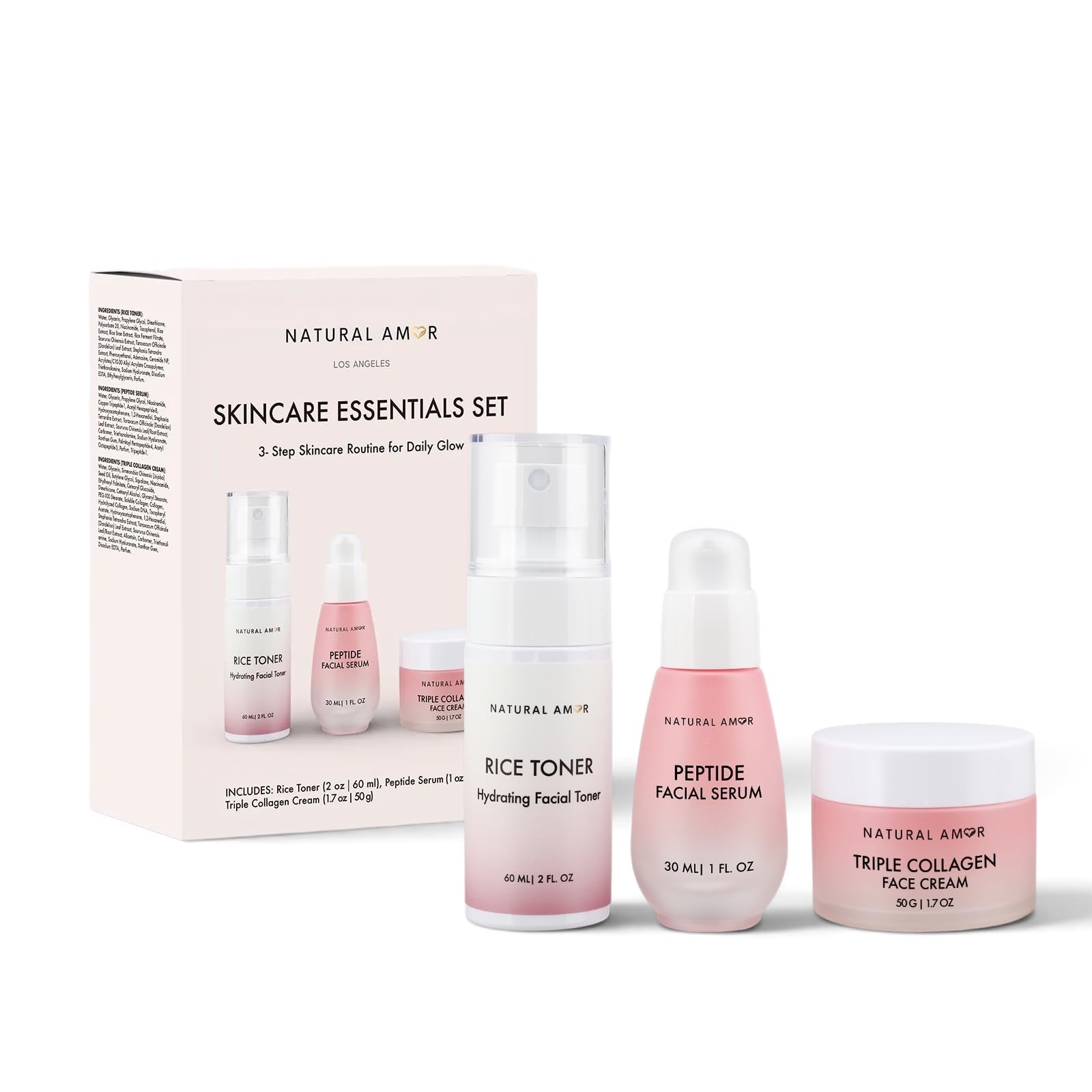Natural Amor Skincare Set (3 Products) – Triple Collagen Cream - Product Imagery