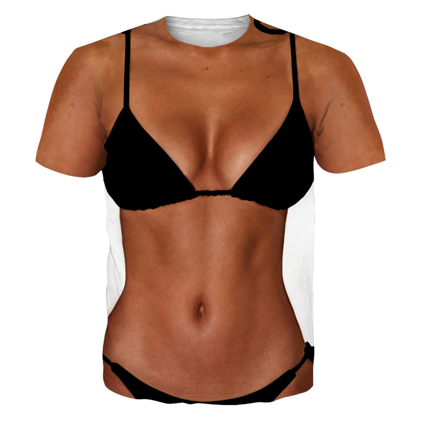 Men's Funny Ugly Shirts Prank Graphic Fake Muscle T Shirts for Men 3D - View 3