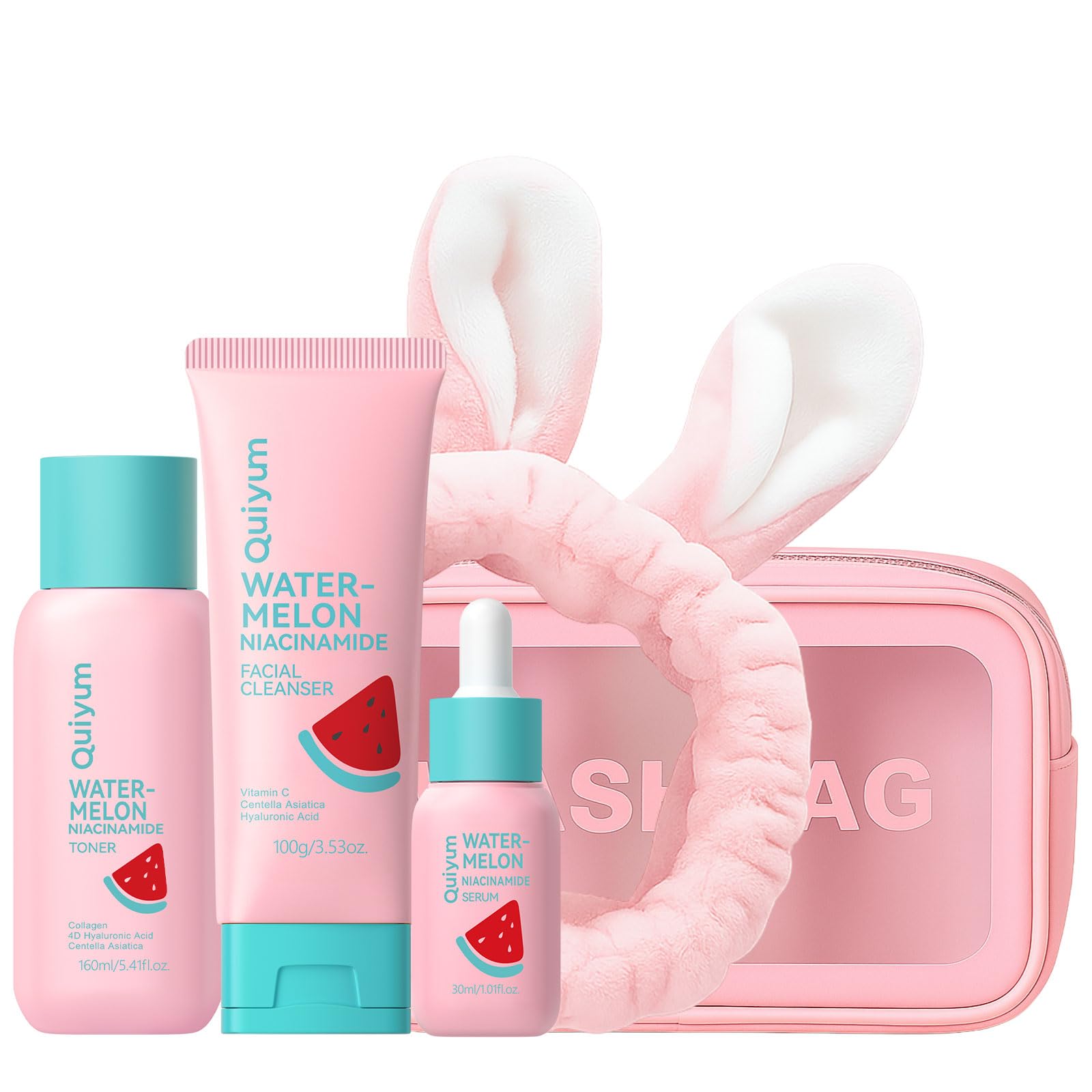 Watermelon &amp; Niacinamide Skincare Set for Women Teens Girls, - QUIYUM