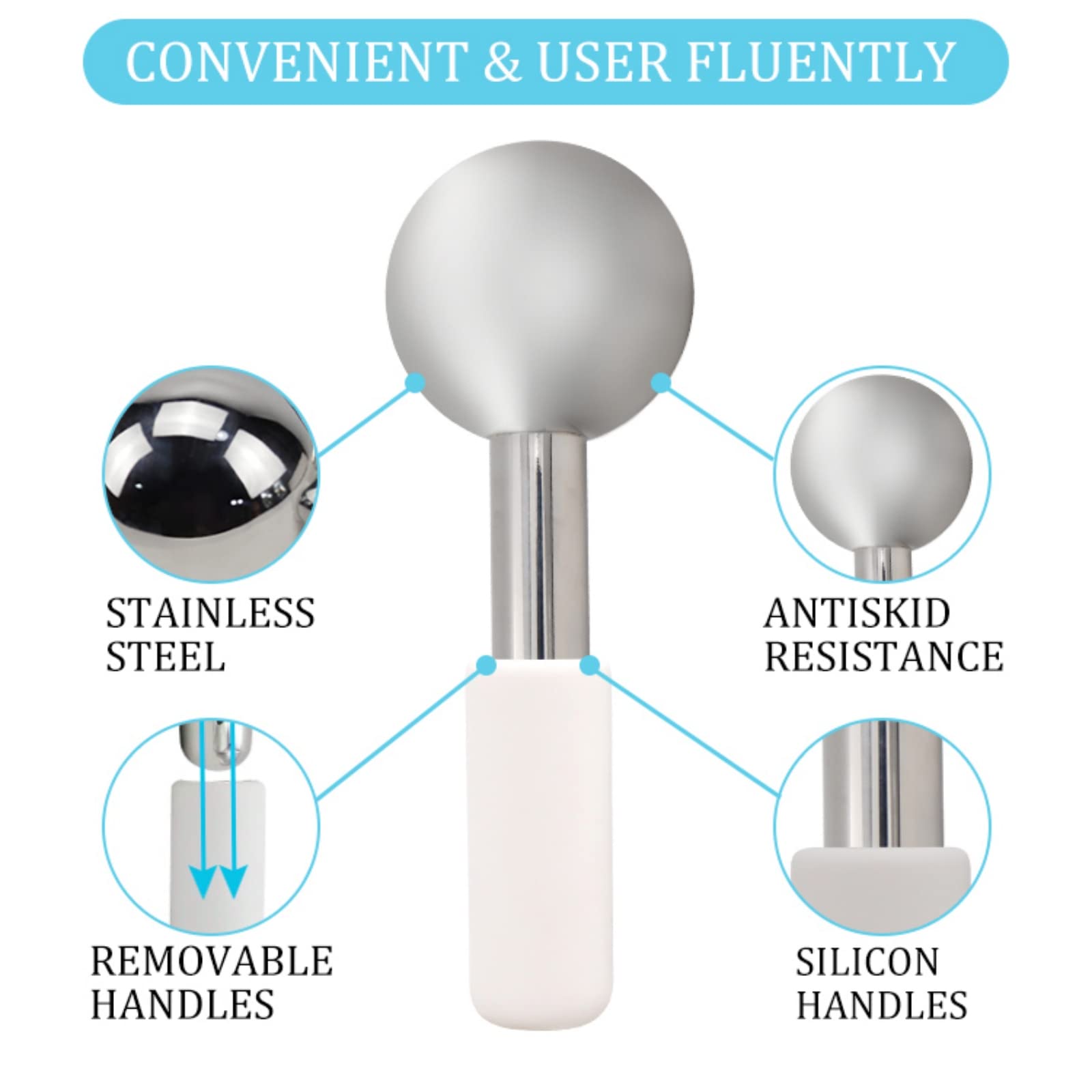 brakverla Facial Ice Globes and Roller cryotherapy massager with rose design for cooling and soothing facial skin care.