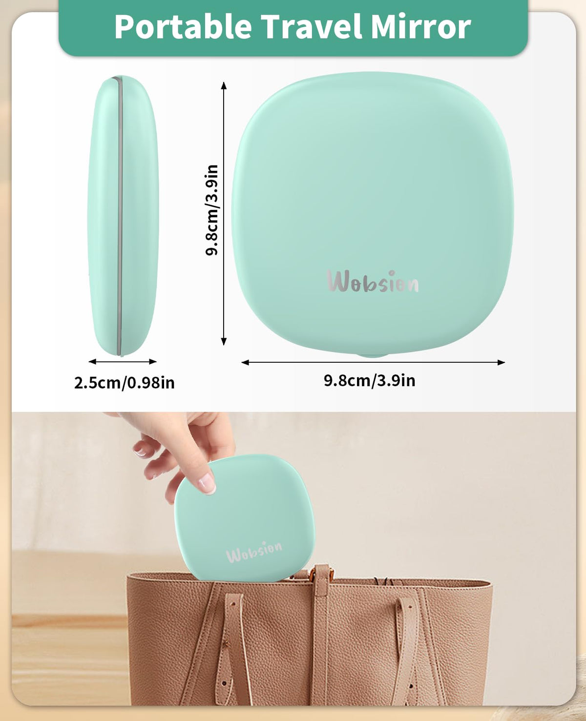 WOBSION 1x 10x Rechargeable Lighted Travel Makeup Mirror - WOBSION Official Imagery - 7