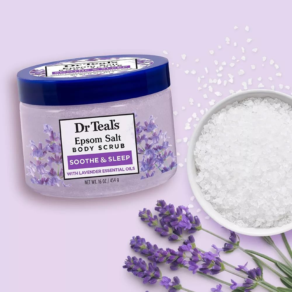 Dr Teal's Pure Epsom Salt Body Scrub, Soothe & Sleep with Lavender Essential Oils - Dr Teal's Official Product View 5