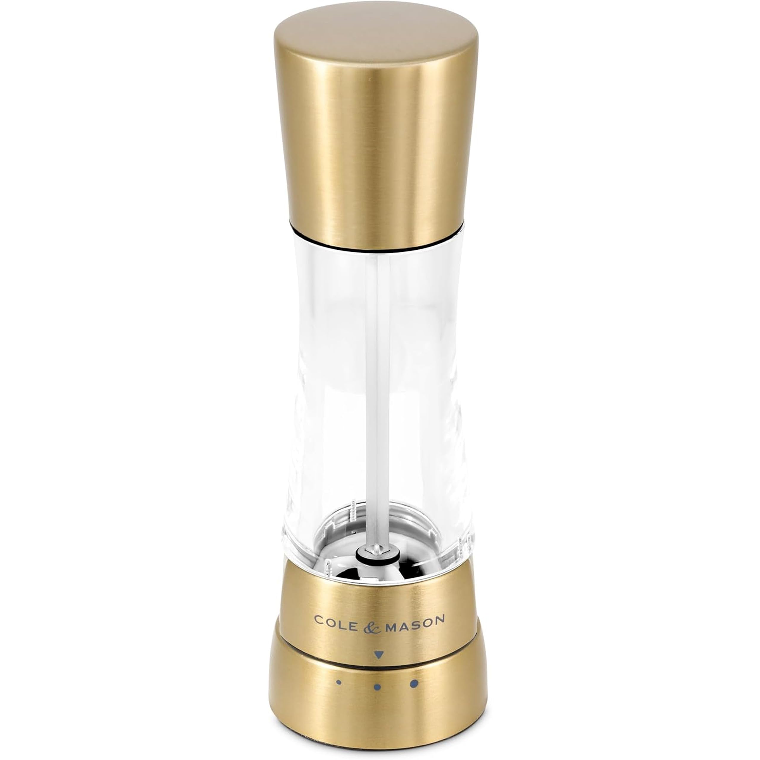 Cole & Mason Derwent Salt Grinder, 7.5" Salt Mill, Matte Gold - Product Imagery
