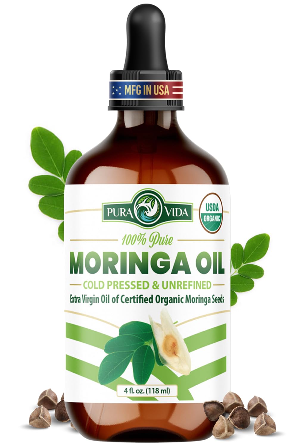 100 Pure Moringa Oil Organic for Face Hair Nails and Dry - PURA VIDA MORINGA Official Imagery - 2