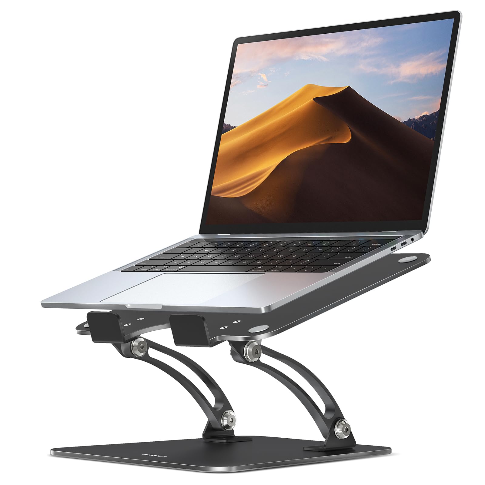 Nulaxy Fully Adjustable Laptop Stand for Desk, Dual Foldable Computer Riser with Heat-Vent, Ergonomic Notebook Holder Portable Office Accessories Compatible with Most Laptops, Black