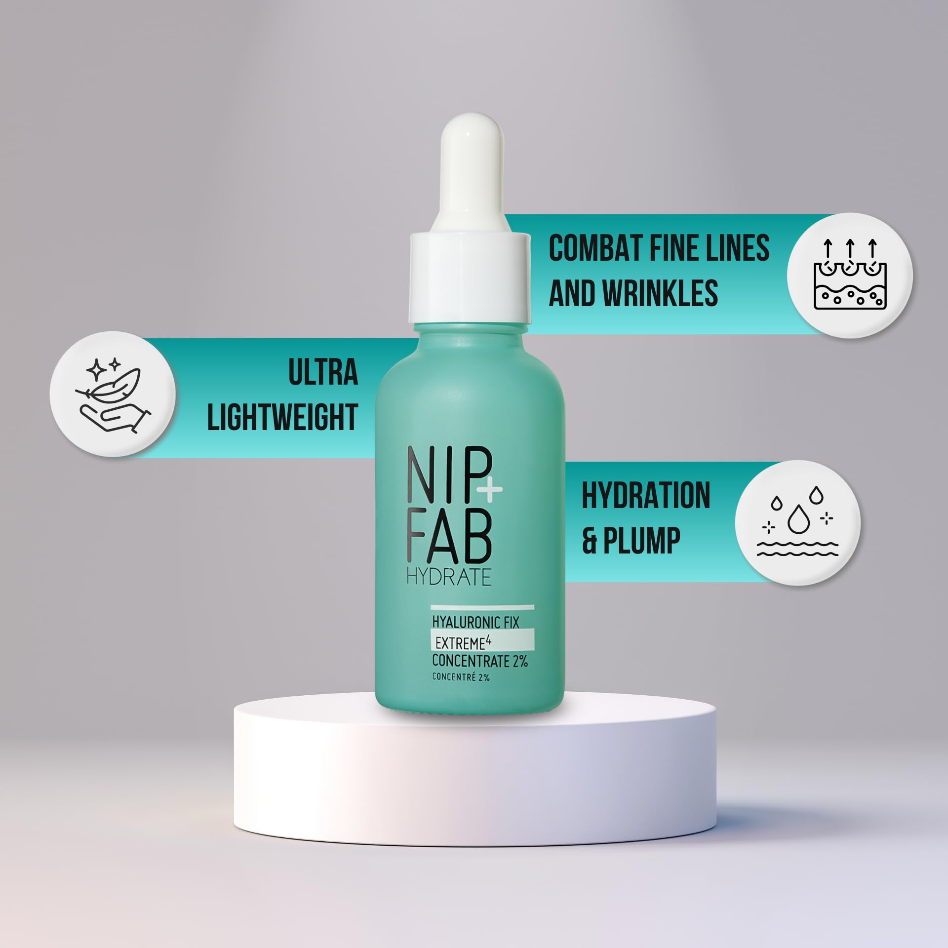 Nip + Fab Hyaluronic Fix Extreme 4 2% Concentrate, Daily Concentrated Drops for Face, Quick drying serum to replenish moisture levels. For dewy and visibly plumped skin, Multicolor, 30ML