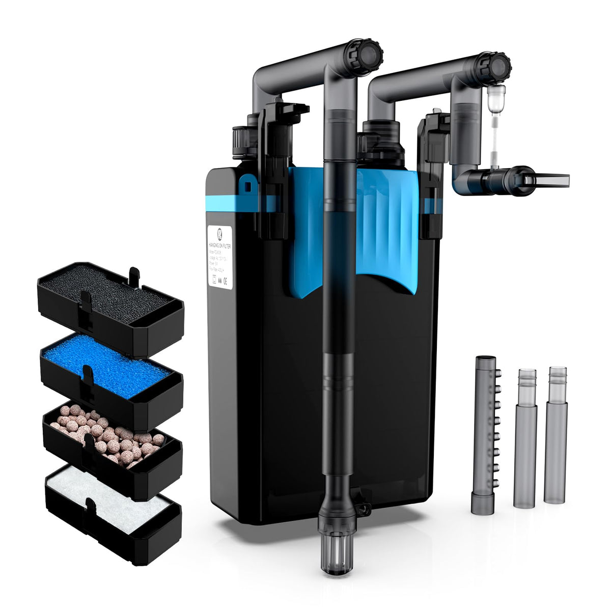 FZONE HOB Aquarium Filter 106 GPH 4 Stage Filtration - FZONE Official Imagery - 1