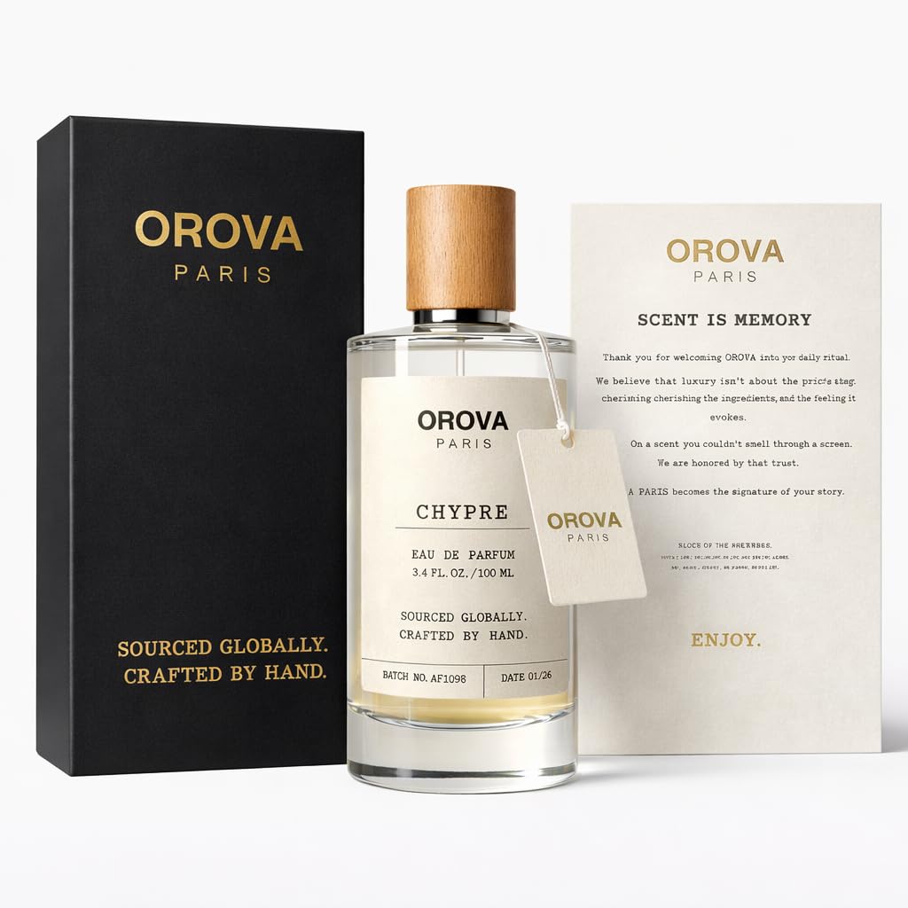 ORÖVA Paris Elixir Eau de Parfum bottle featuring strawberry and vanilla gourmand scent, with elegant packaging and floral accents.