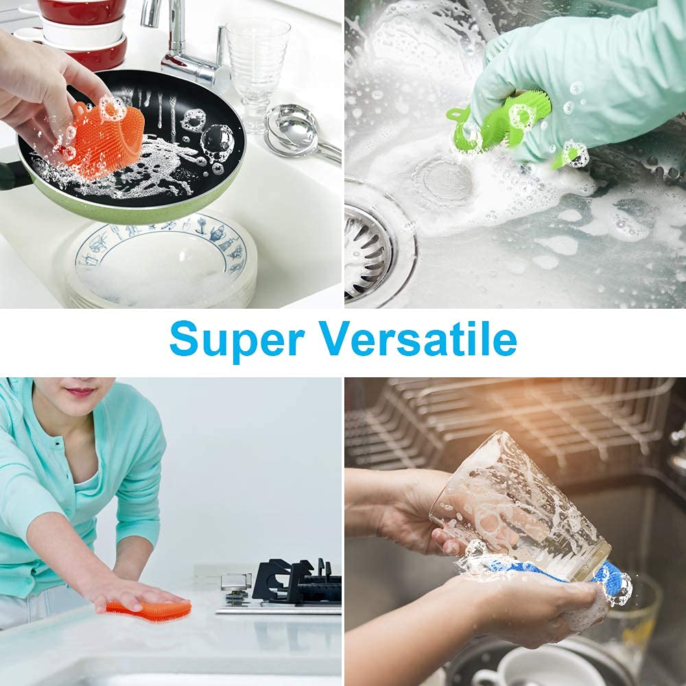 OstWony 3PCS Silicone Dish Sponges, Multi-Purpose Kitchen Gadget by OstWony - Angle View 5