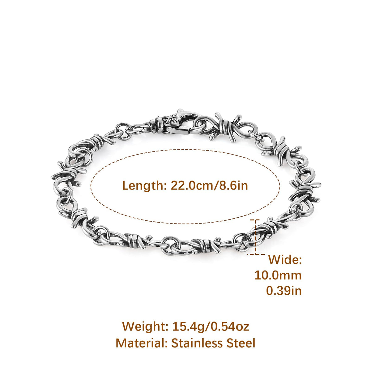 HZMAN Barbed Wire Bracelet for Men Biker Gothic Punk - HZMAN Official Imagery - 7