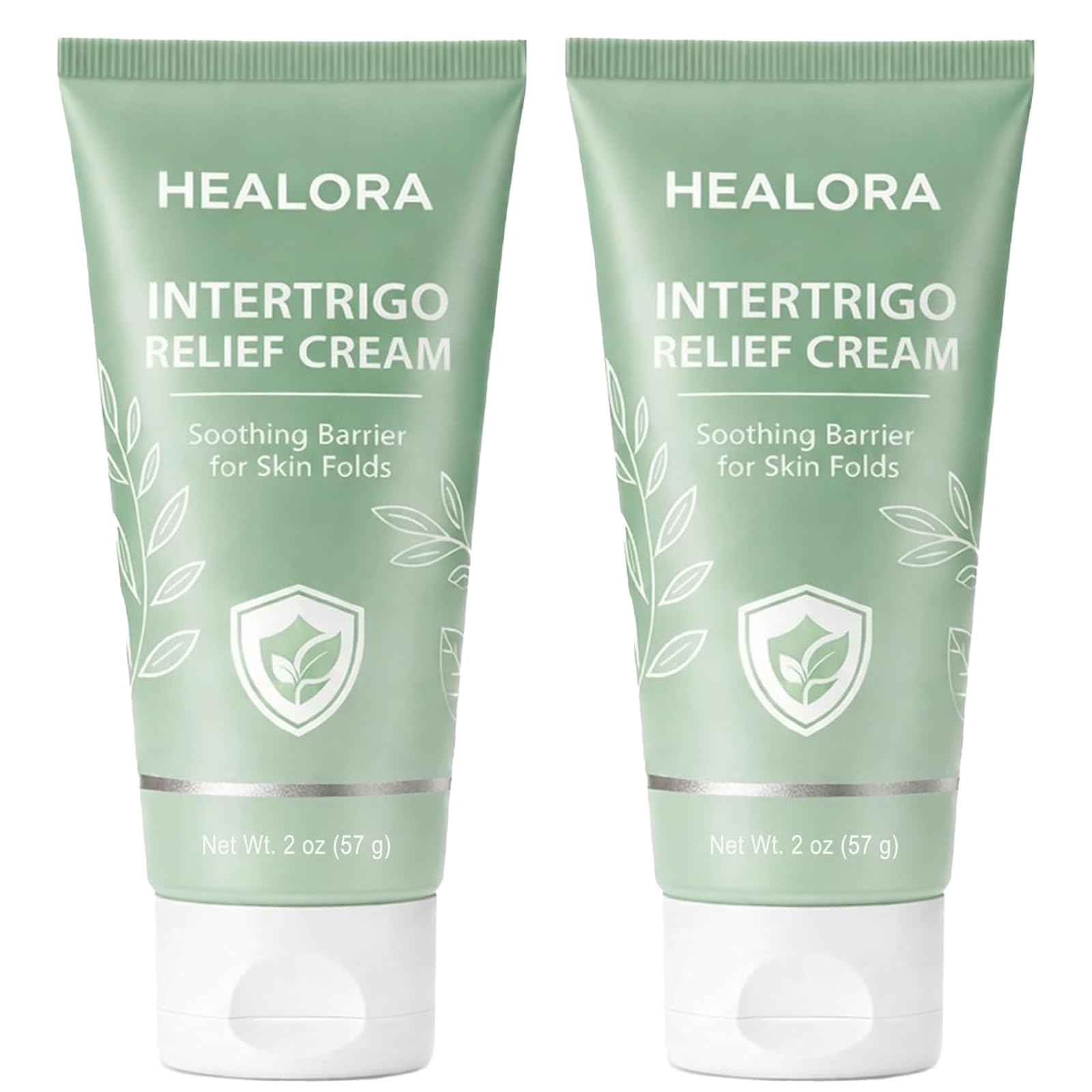 Hlonns Healora Intertrigo Cream in 2oz jar, a skin moisturizer for intertrigo, chafing, and skin fold irritation.