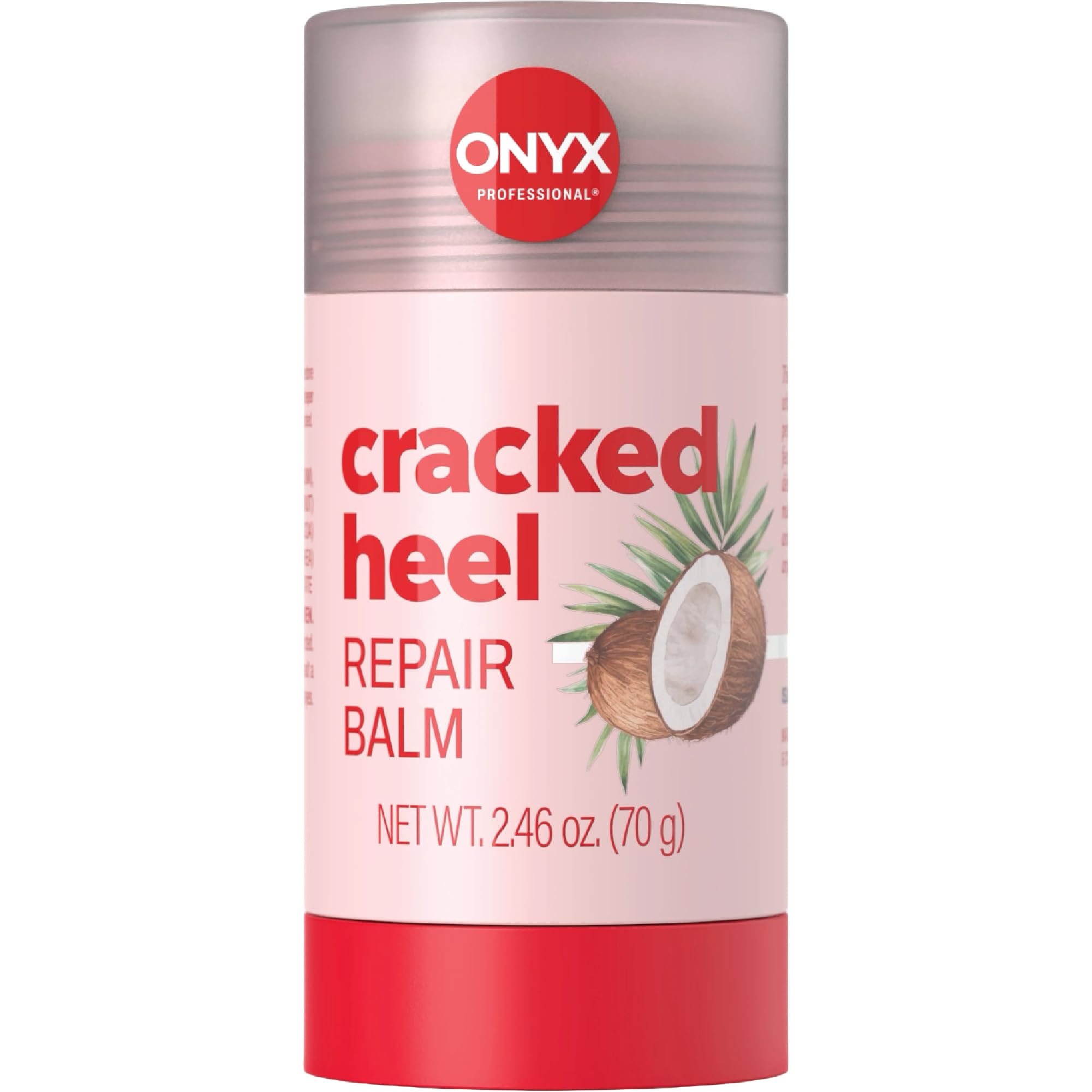 Onyx Professional Heel Repair Balm Stick with coconut scent, moisturizing heel and dry skin treatment in a portable stick form.