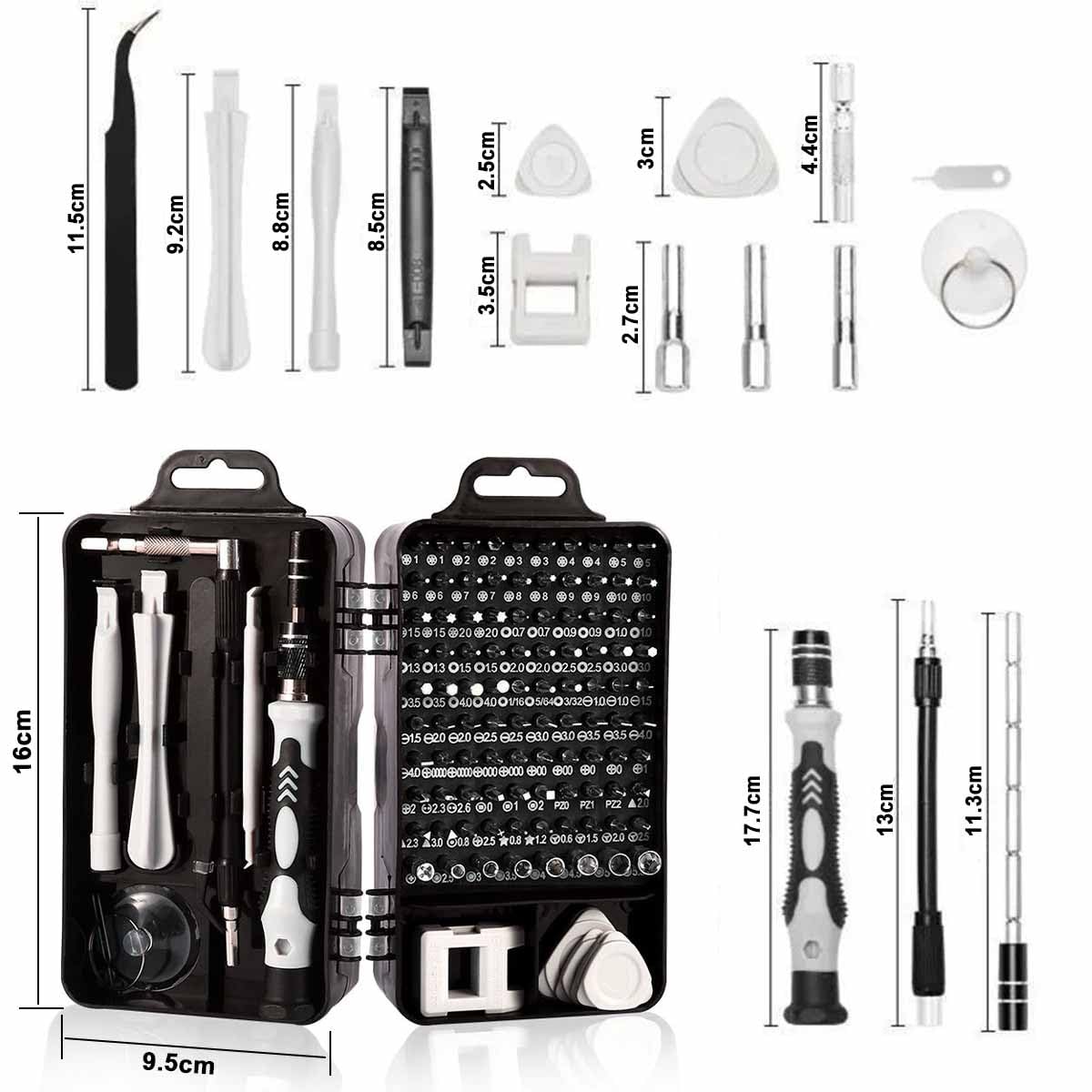 EFAITHFIX 115-in-1 precision screwdriver set with magnetic tips for electronics repair including computers, phones, and tablets.