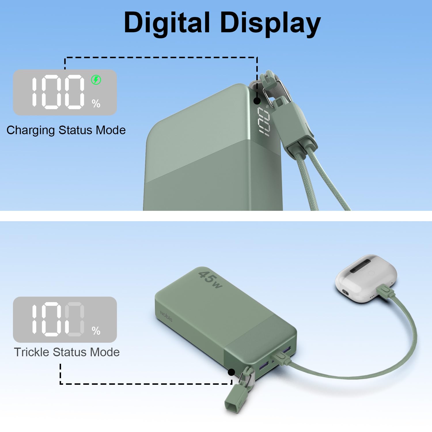 NOBIS Portable Charger 20000mAh 45W Power Bank w Detachable - NOBIS Official Imagery - 8