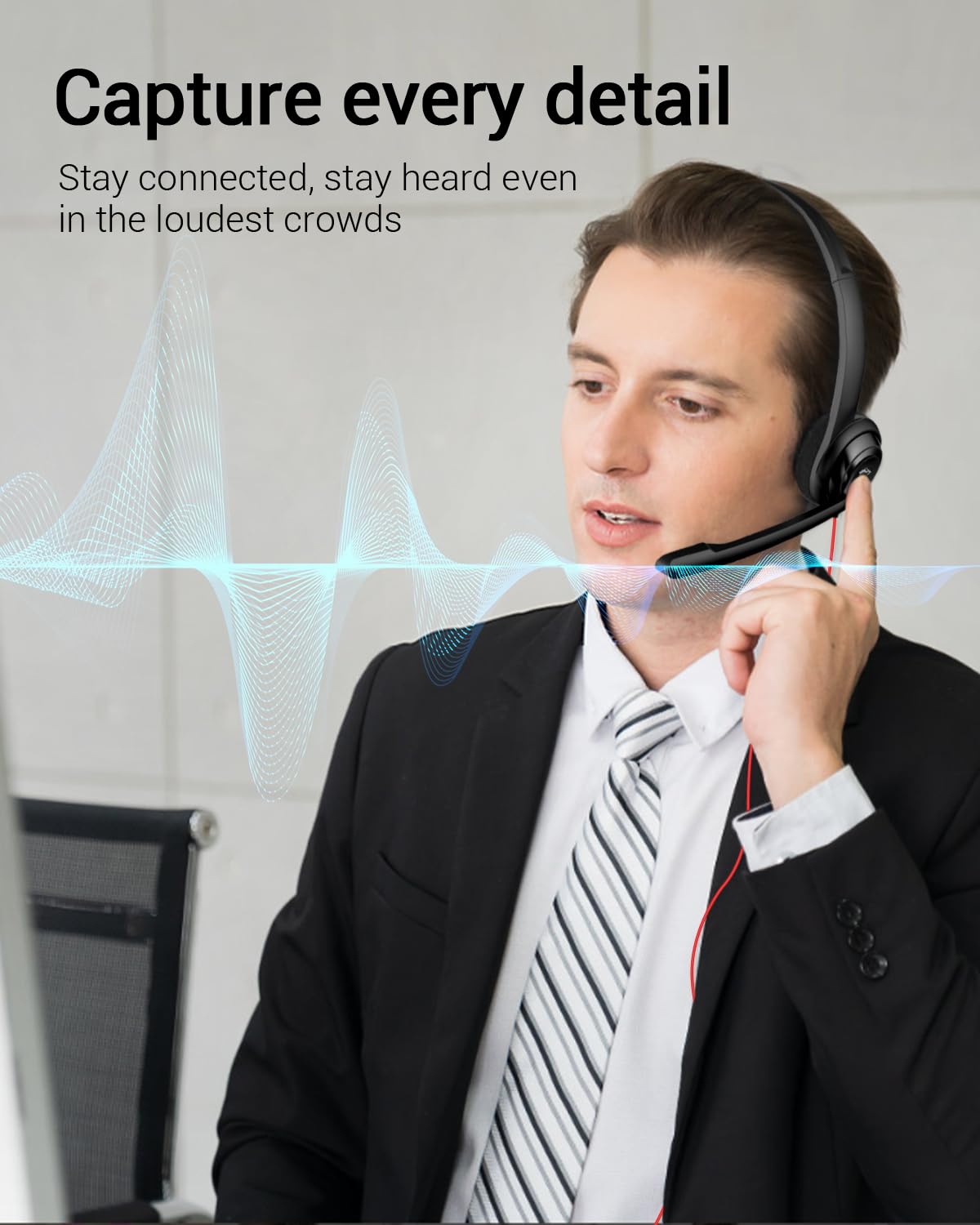 NUBWO HW02 wired on-ear computer headphones with clear chat microphone in black, suitable for calls, webinars, and online meetings.