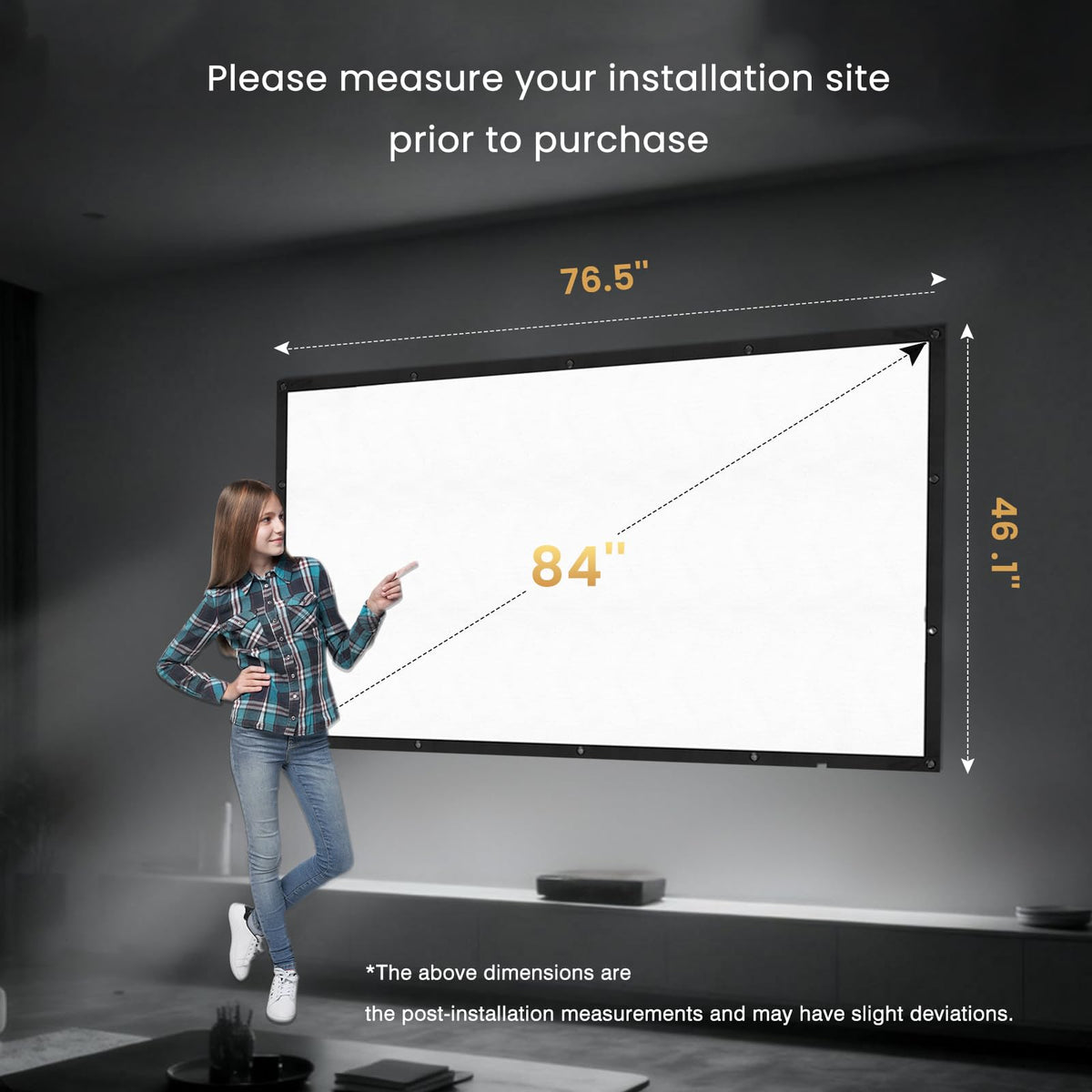 84 Inch Projector Screen with Black Backing Foldable 16 9 - iolieo Official Imagery - 7