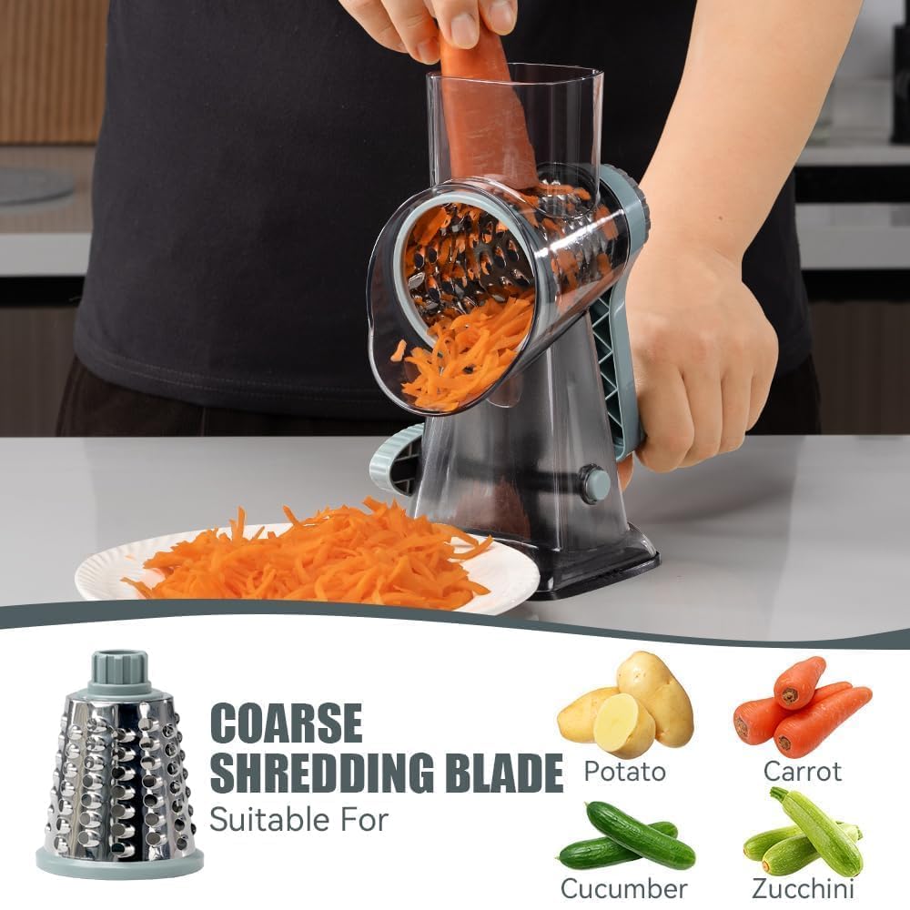 KEOUKE Rotary Cheese Grater Hand Crank Transparent - Shredder Sli by KEOUKE - Angle View 4
