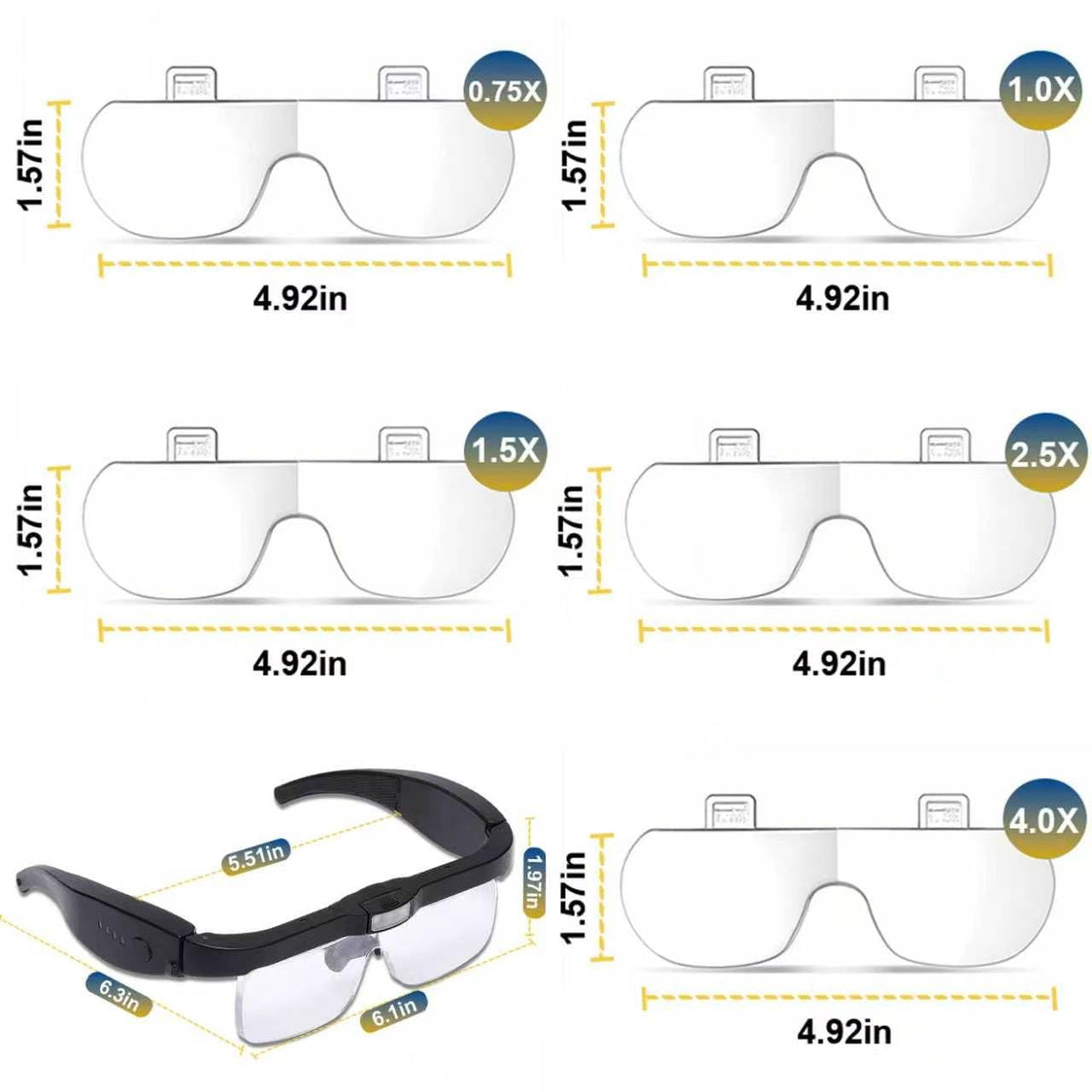 Professional Magnifying Glasses Headset with Light 5 Lenses - Thingogear Official Imagery - 3