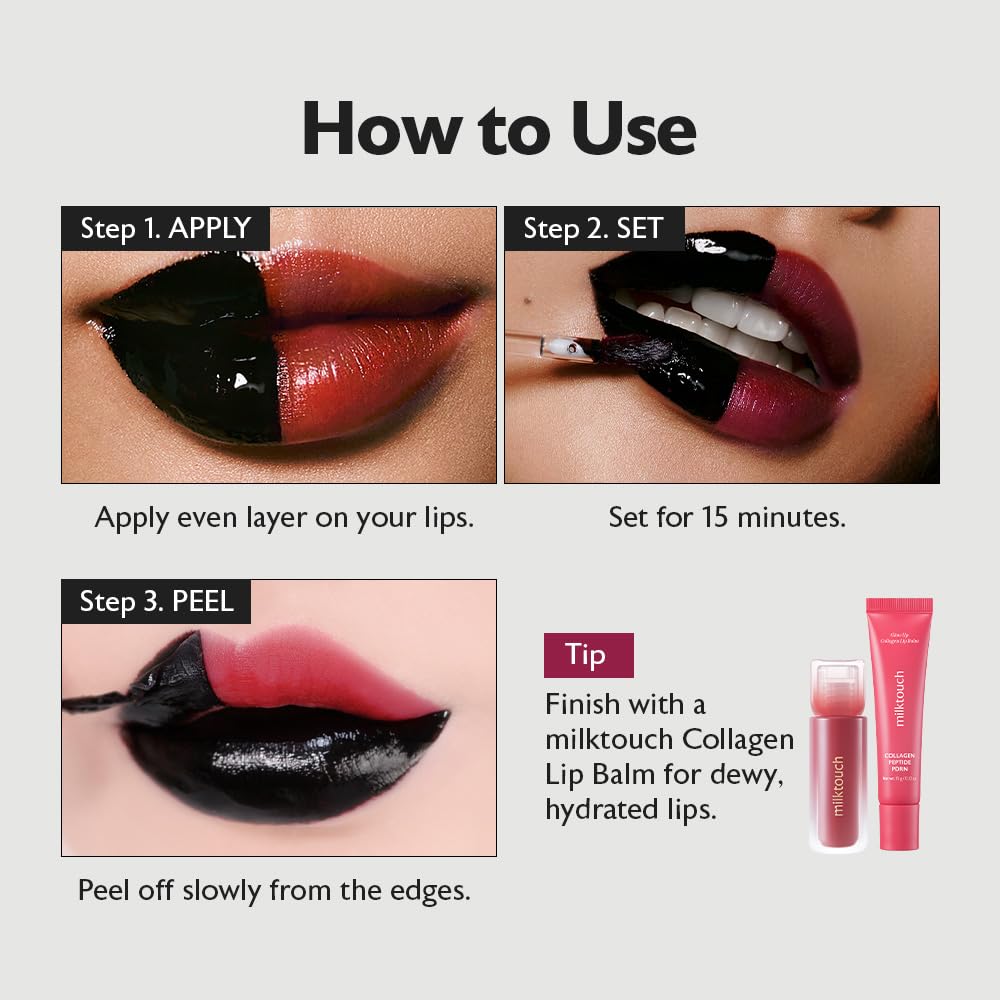 MILKTOUCH   Black Peel Off Lip Tattoo #03 Black Apple + Collagen Lip B - View 2