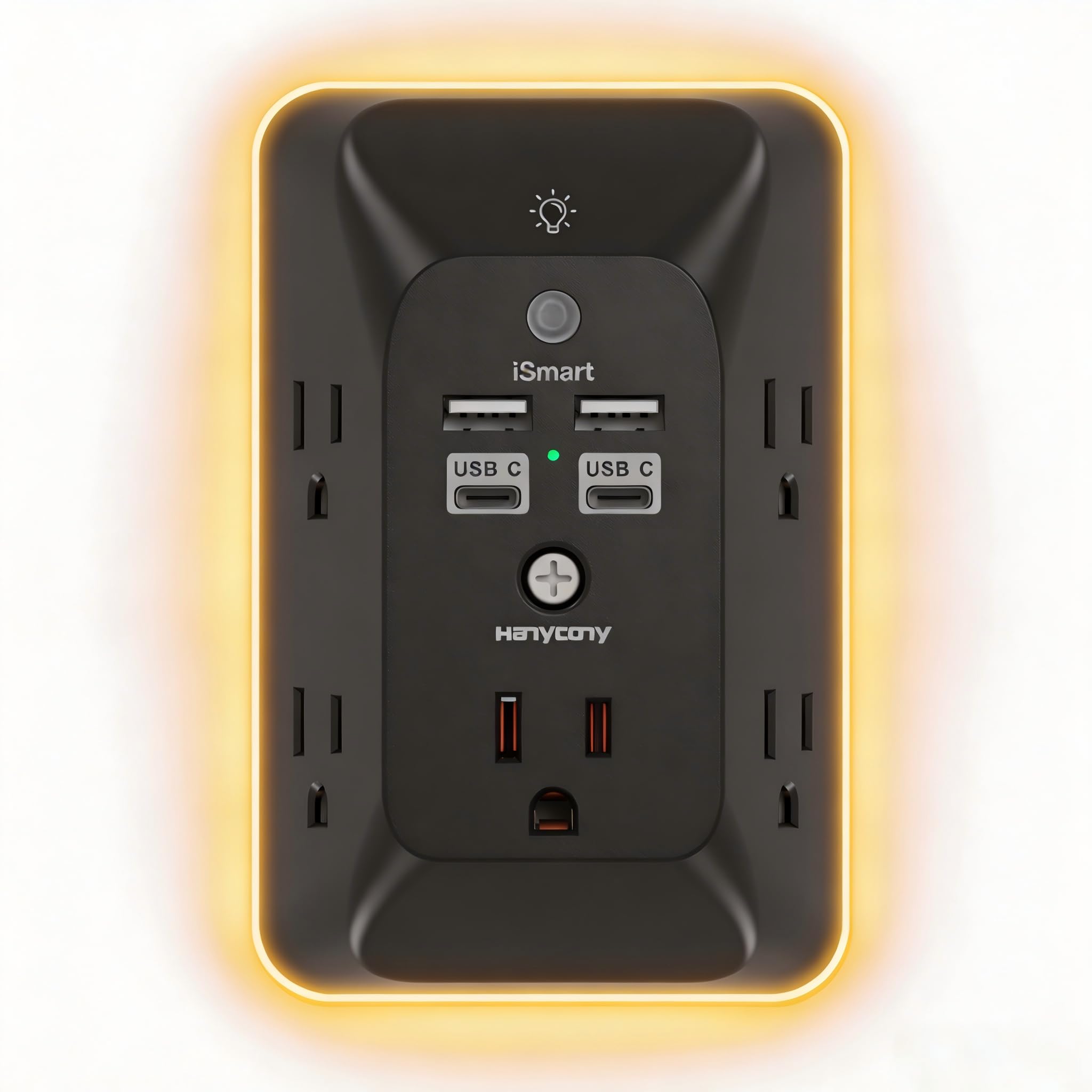 HANYCONY Outlet Extender with Night Light, Multi Plug Wall Outlet - HANYCONY Official Product View 9