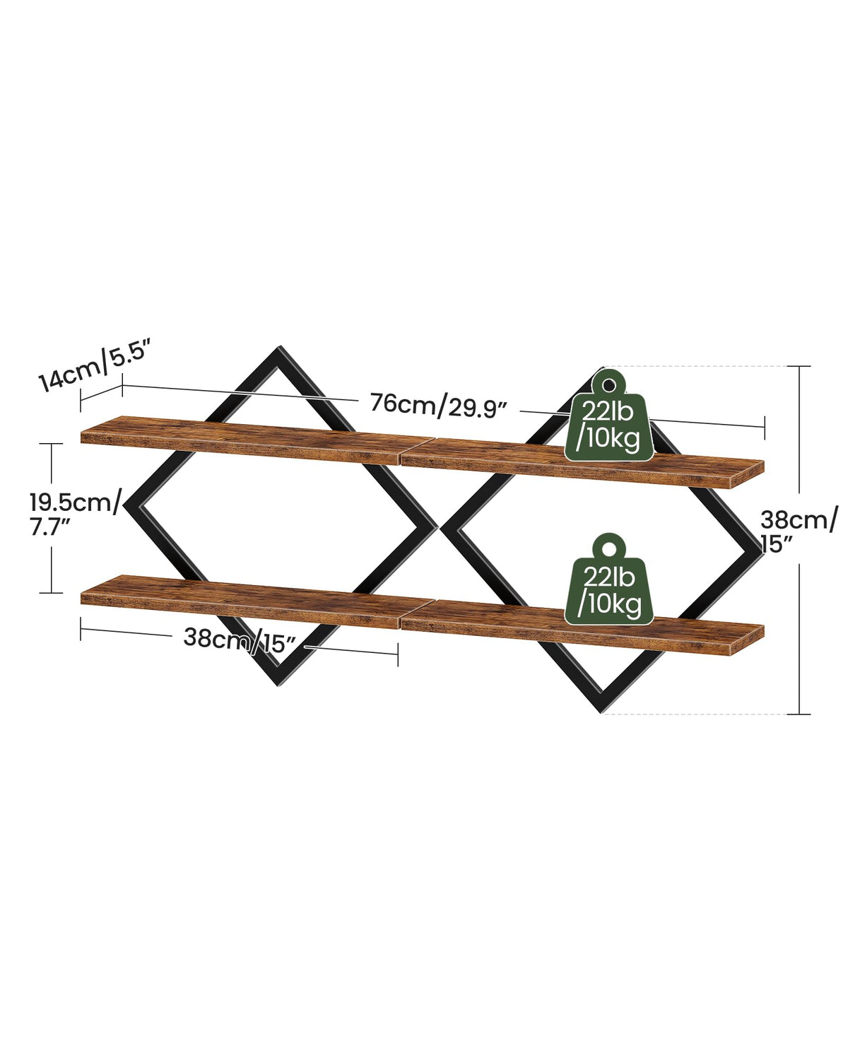 Floating Shelves Set of 2 Wall Shelves 2 Tier Hanging - CHOEZON Official Imagery - 3