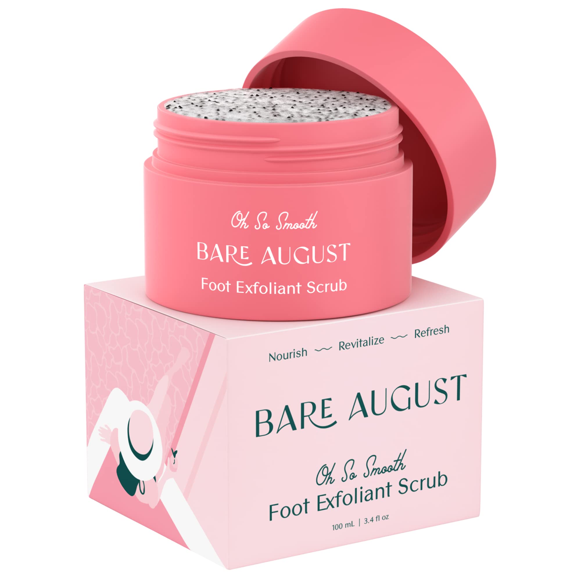 Bare August Foot Scrub - Natural Exfoliant for Soft, Smooth Feet | 3.4oz