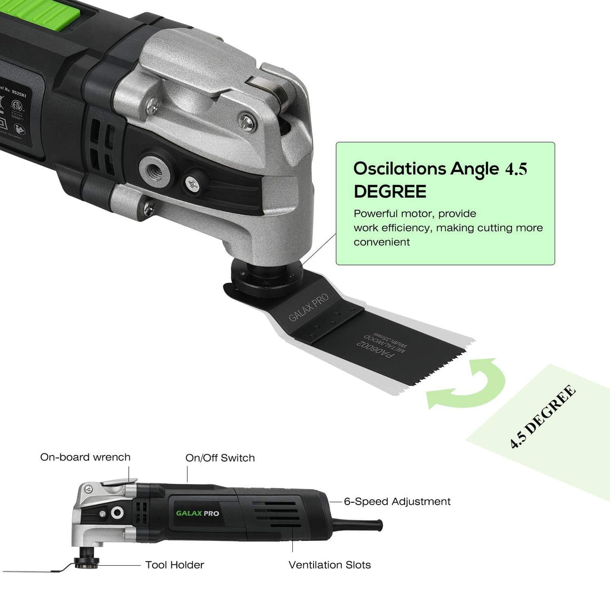 GALAX PRO Corded Oscillating Multi Tool Kit 3 5A with 30Pcs - GALAX PRO Official Imagery - 5