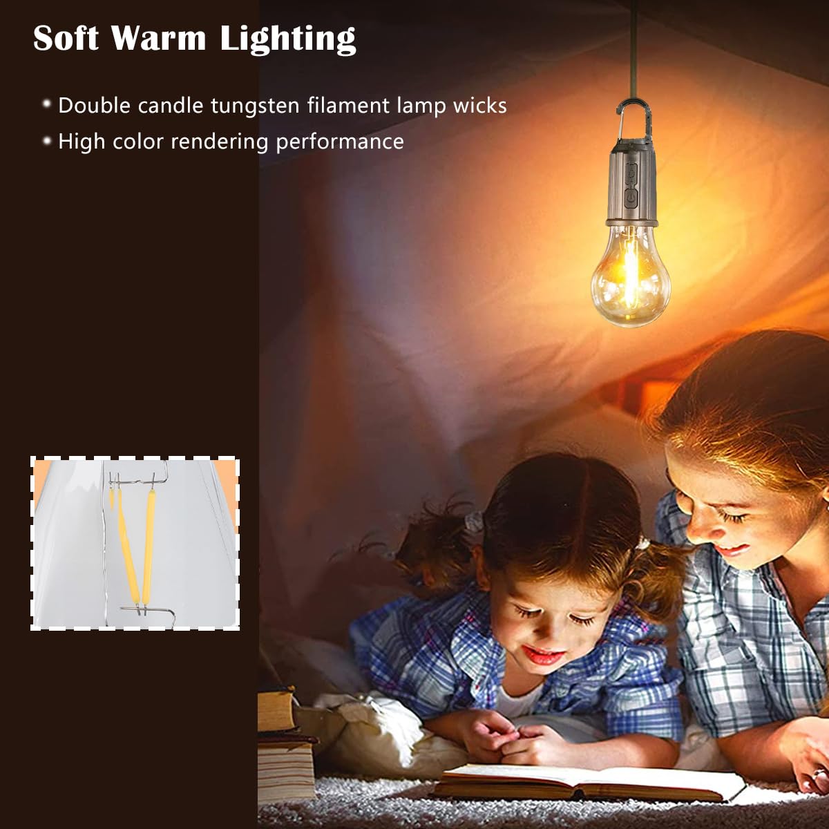4 Pack Warm Solar Camping Lights LED Bulb Lanterns USB - MuMuLZRer Official Imagery - 5