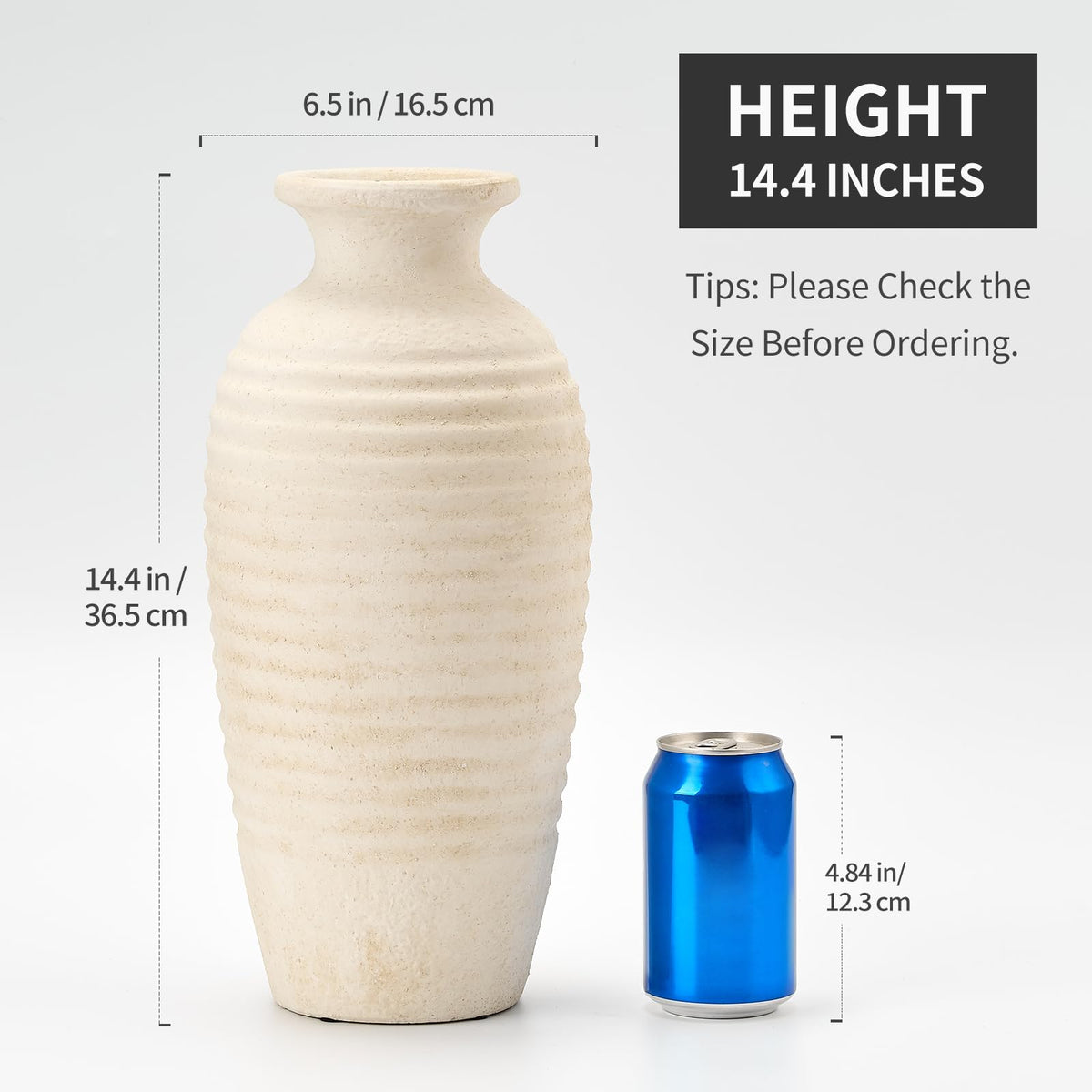 Ceramic Natural Rustic Vase 14 4 Inch Large Vintage Flower - Vaseking Official Imagery - 3