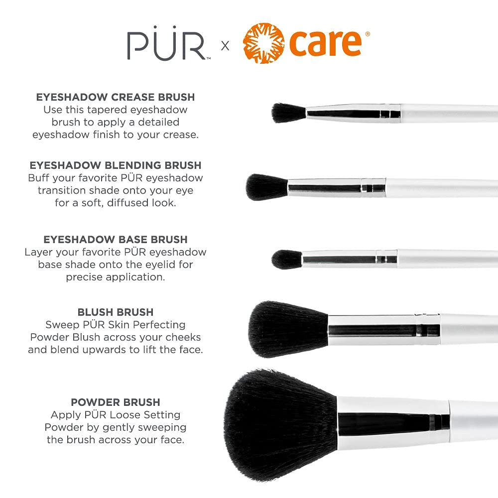 P R X Care 5 Piece Makeup Brush Set with Holder Case - Premium Selection Official Imagery - 5