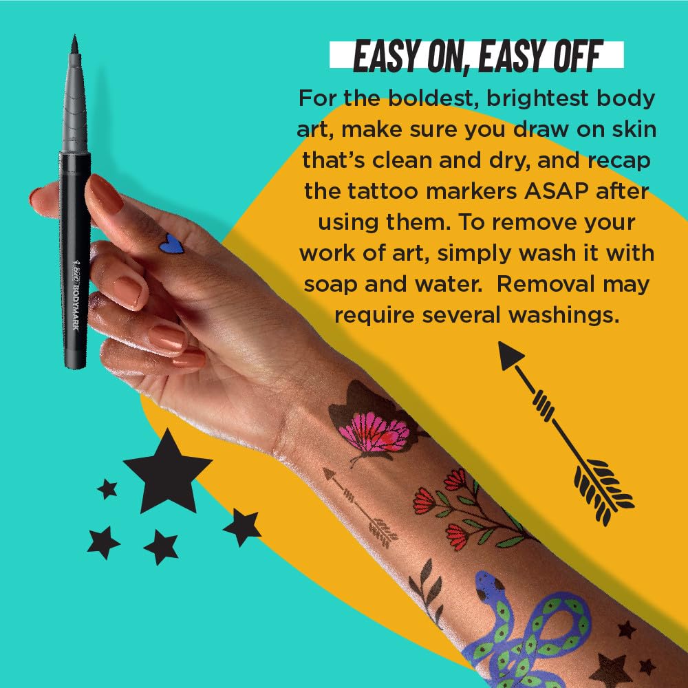BIC BODYMARK Temporary Tattoo Markers, 6-Count Pack, Color Collection