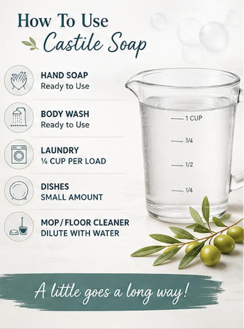 WEBE Naturals Pure Unscented Castile Soap Refill 64 Oz - WEBE Official Imagery - 7