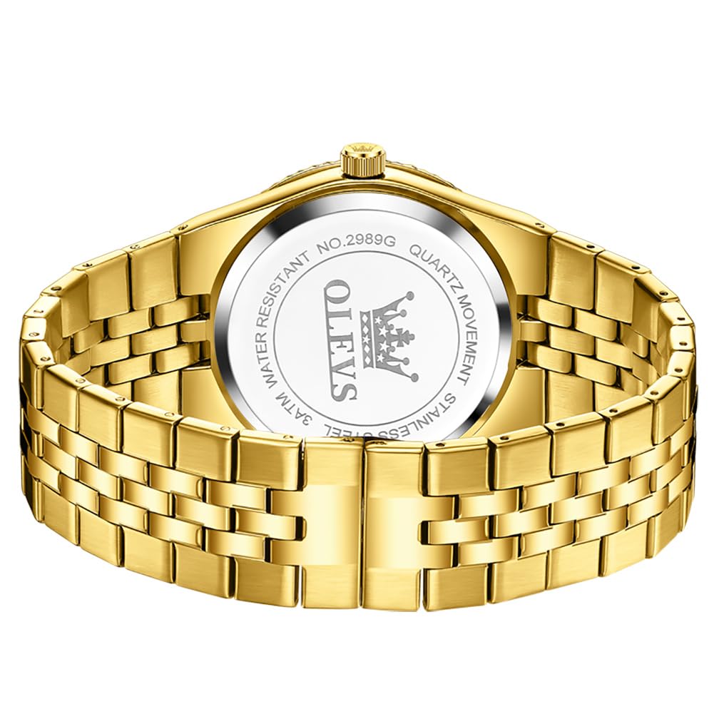 OLEVS Men's Green Two-Tone Diamond Luxury Dress Watch