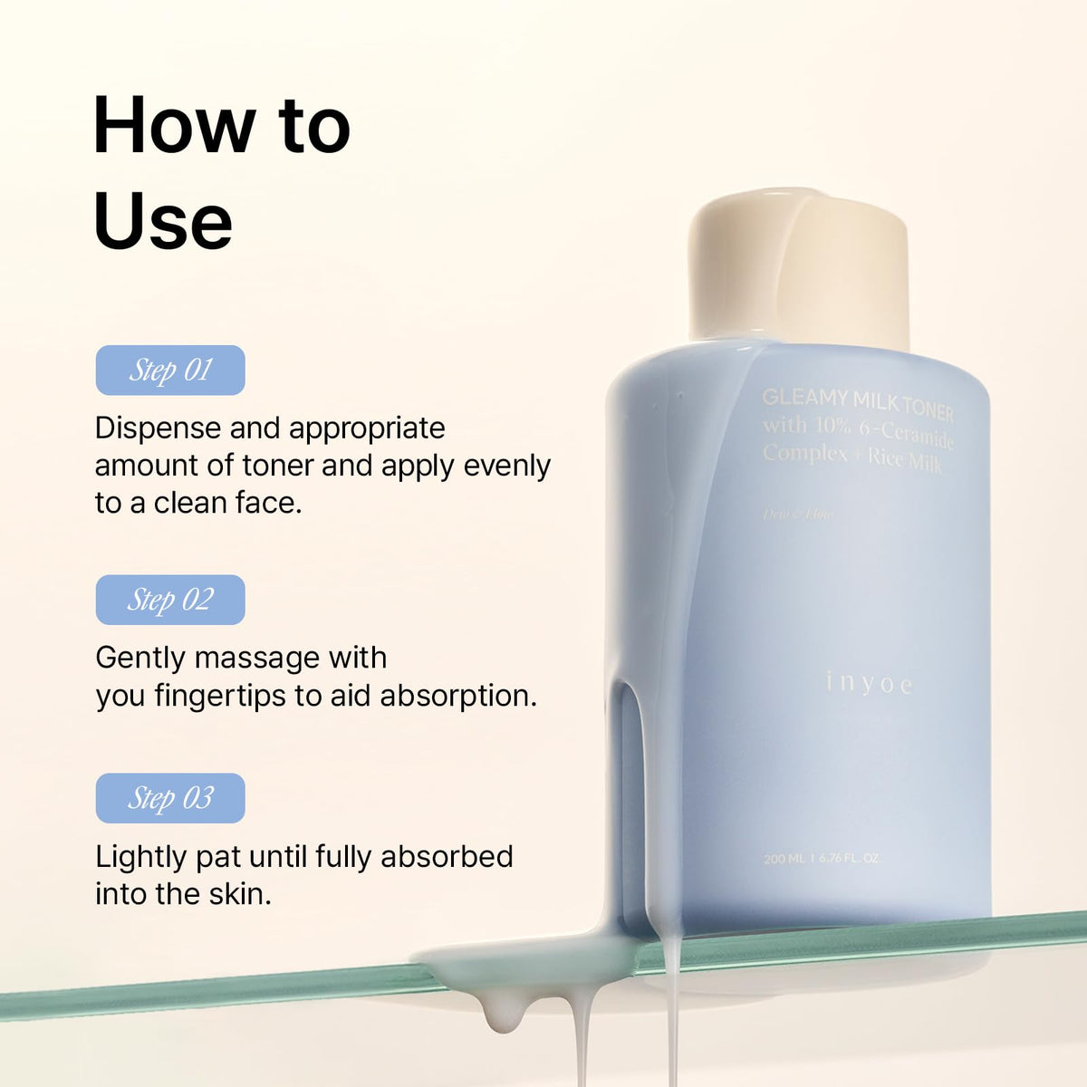 Gleamy Milk Toner with 10 6 Ceramide Complex Rice 6 76 fl oz - inyoe Official Imagery - 7