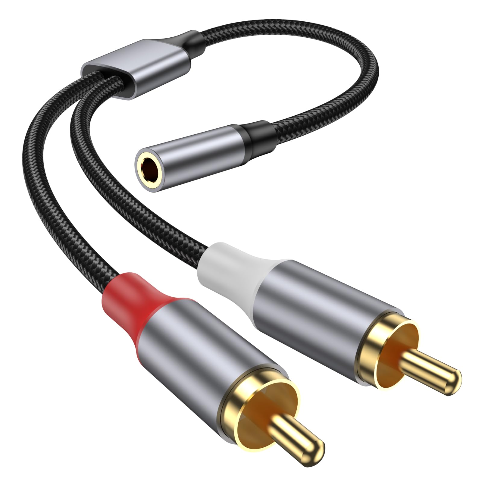 KAYQINHO 3.5mm Female to 2 RCA Male Cable, 10inch RCA to 3.5mm Fe by KAYQINHO - Angle View 2