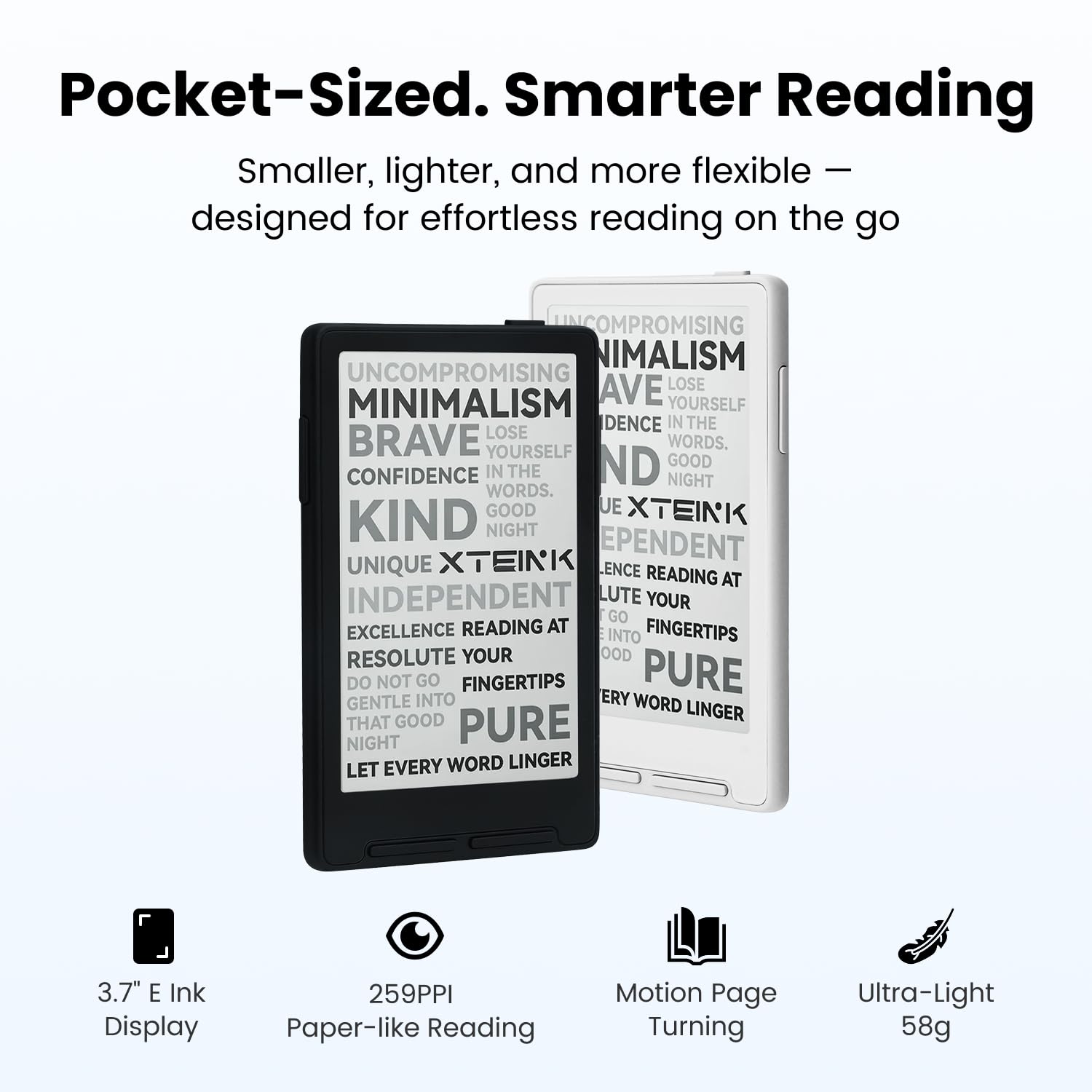 XTEINK X3 3.7" Pocket E-Ink eBook Reader, Mist Gray by XTEINK - Angle View 2