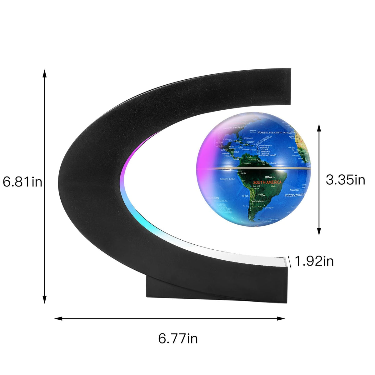 Gresus Magnetic Levitating Floating World Map Globe C Shape - Gresus Official Imagery - 3
