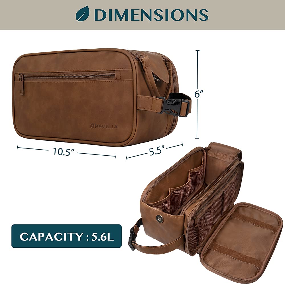PAVILIA Toiletry Bag for Men Travel Essentials Shaving Dopp - PAVILIA Official Imagery - 3