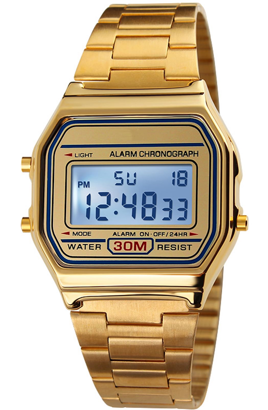 PASOY Men's Digital Gold Stainless Steel Watch - View 1
