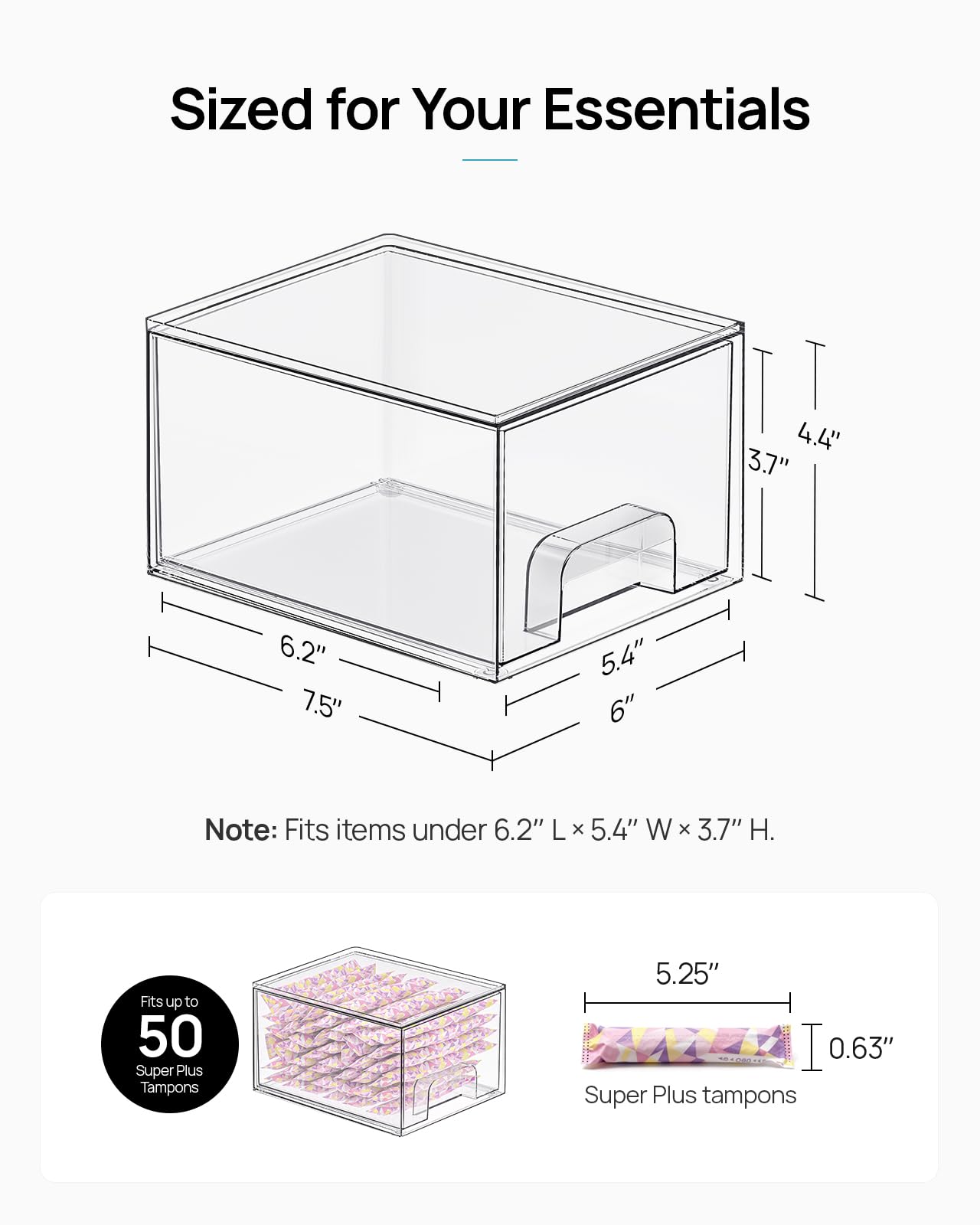 Vtopmart 4 Pack Small Clear Stackable Storage Drawers, Fits Narrow Spaces - Vtopmart Official Product View 2