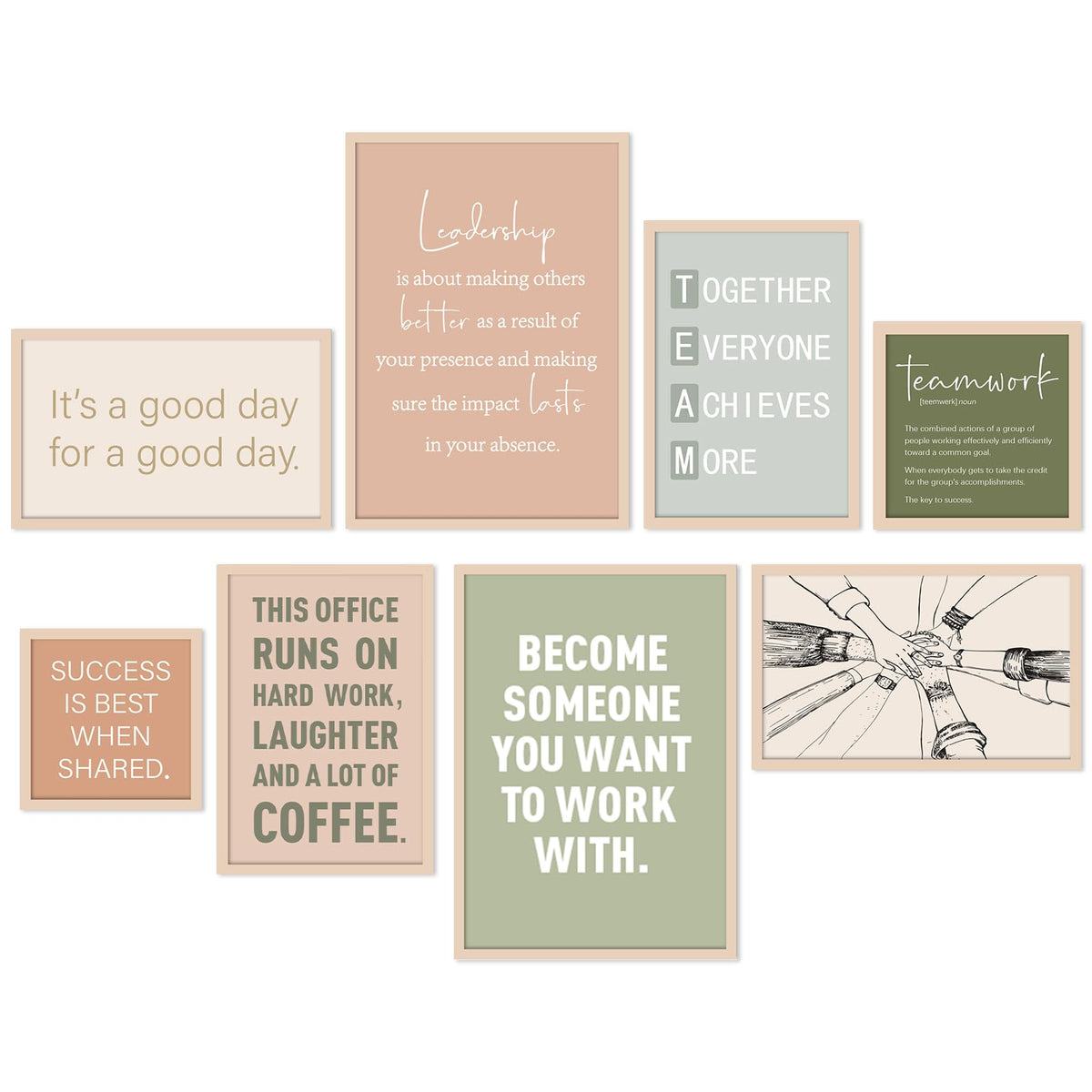 Faccito 8 Set Office Wall Decor Wooden Framed Motivational - Faccito Official Imagery - 1