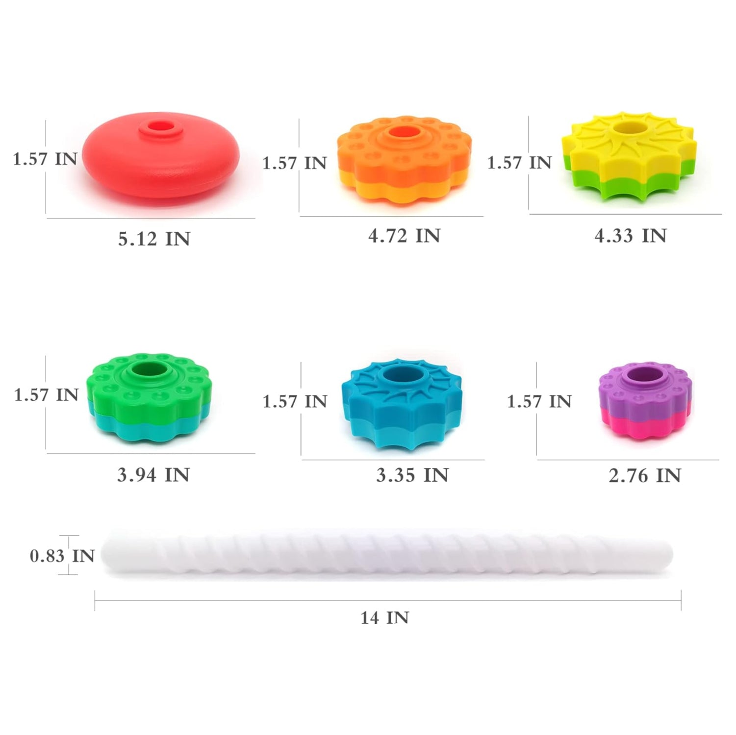 LBAIBB spinning stacking toy for toddlers, sensory toy with colorful rings and a central spin mechanism for children aged 1-3