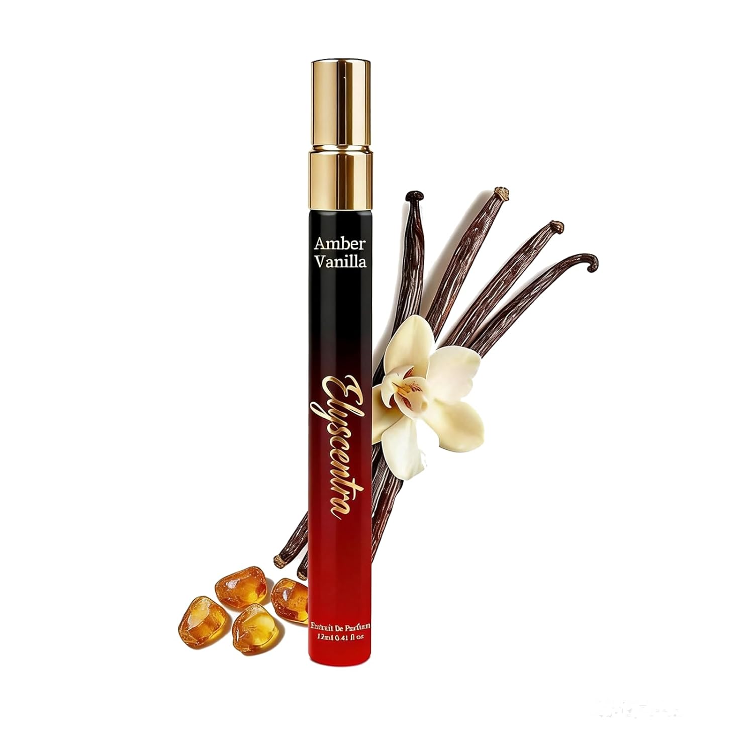 Elyscentra pheromone perfume for women featuring amber and vanilla notes in a long-lasting eau de parfum spray.