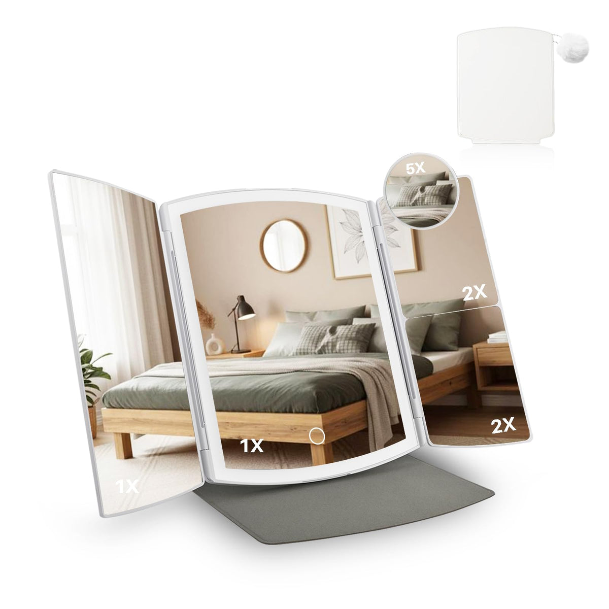 Makeup Mirror Vanity Mirror with Lights 2X 5X White - WIZCHARK Official Imagery - 1
